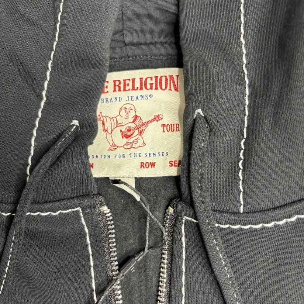 True Religion Men's Black World Tour Buddha Full Zip Hoodie 3XL NWT